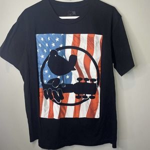WOODSTOCK-3 DAYS-PEACE AND MUSIC-BLACK T-SHIRT LARGE